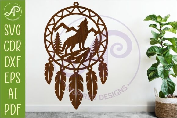 Download Wolf Dreamcatcher Laser Cut File, Wild - Laser cut Collection