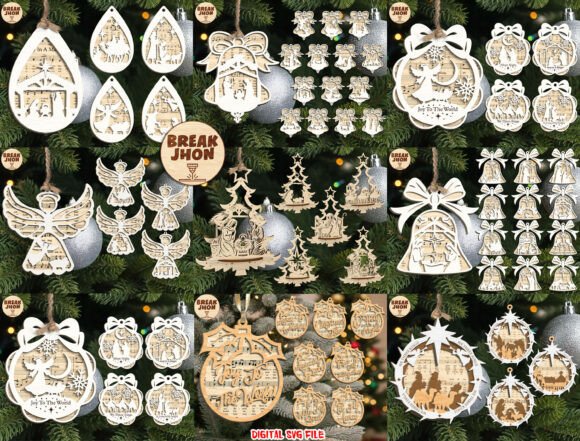 Download Nativity &amp; Angel Ornament Bundle SVG - Ornament Collection