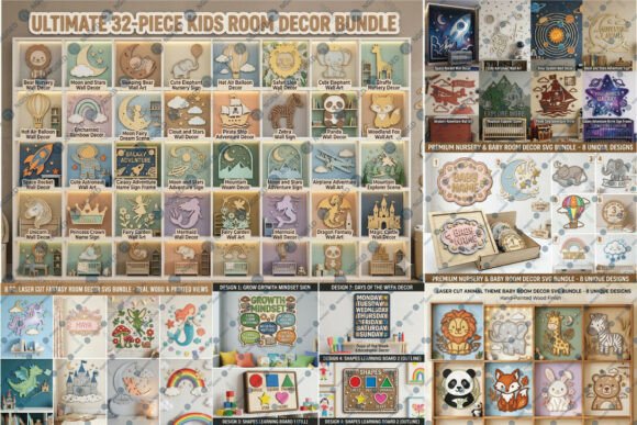 Download 68 Kids Room Wall Decor Laser Cut Bundle - Laser cut Collection