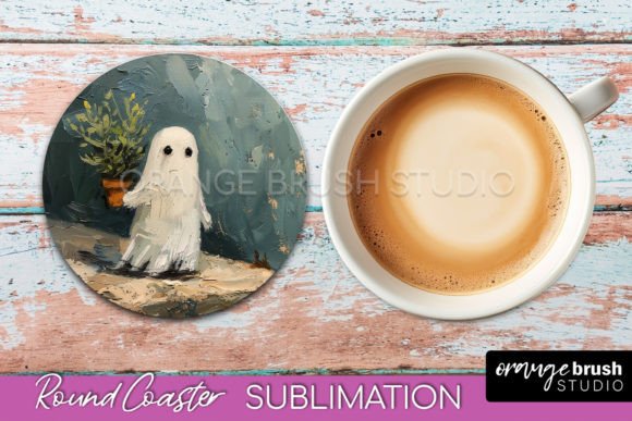 Download Halloween Ghost Round Coaster Design - Round Collection