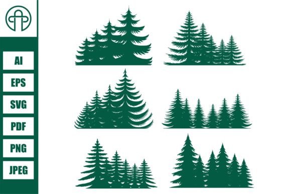 Download Pine Tree Silhouette Element Set - Element set Collection