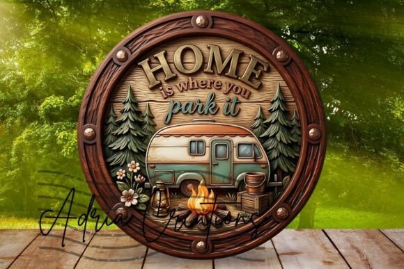 Download Camping Door Sign, Round Wind Spinner - Round Collection
