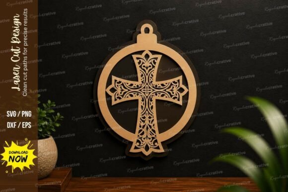 Download Ornamental Round Cross Laser Cut SVG - Laser cut Collection