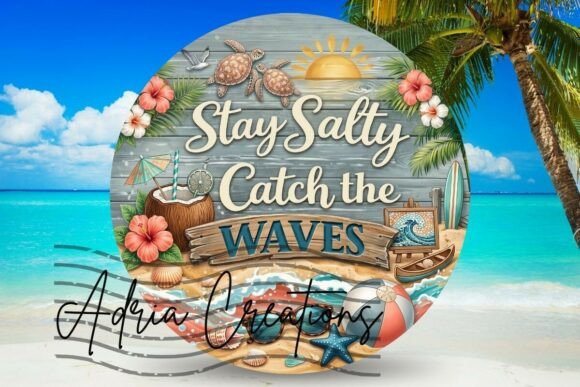 Download Stay Salty Summer Round Door Sign Wreath - Round Collection