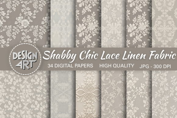 Download Shabby Chic Lace Linen Fabric Background - Round Collection