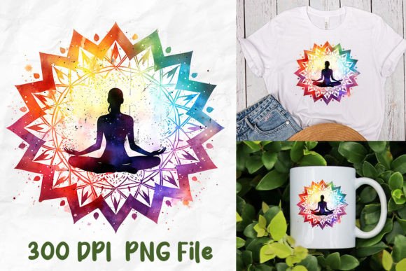 Download Yoga Meditate Silhouette Mandala Rainbow - Silhouette mandala Collection