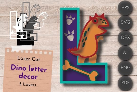 Download LETTER L Laser Cut, Dino Birthday SVG - Laser cut Collection