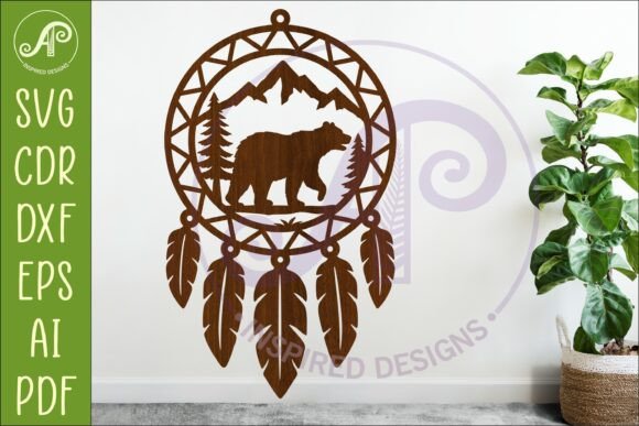 Download Bear Dreamcatcher Laser Cut File, Wild - Laser cut Collection