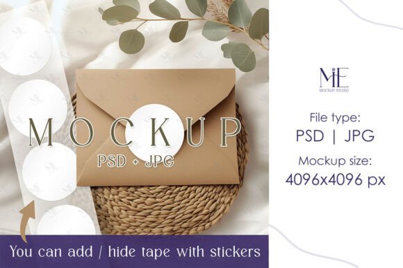 Download Envelope Sticker Mockup PSD Round Tag - Round Collection