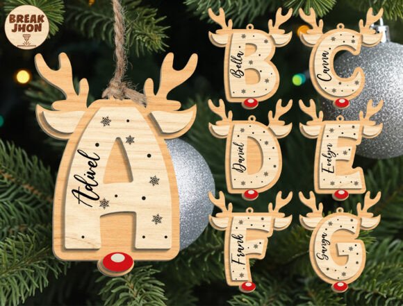 Download Reindeer Alphabet Ornament Cut File Svg - Ornament Collection