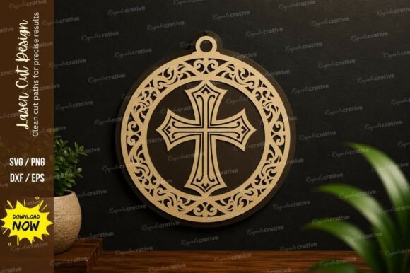 Download Ornamental Round Cross Laser Cut SVG - Laser cut Collection