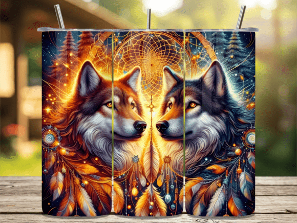 Download Dreamcatcher Tribal Wolf Tumbler Wrap - Premium Bundle