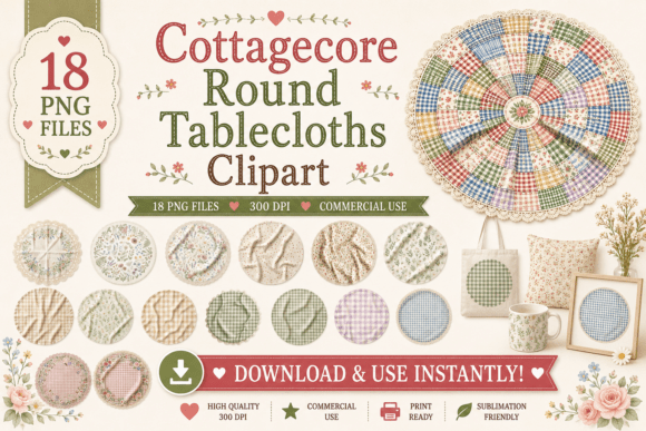 Download Cottagecore Round Tablecloths Clipart - Round Collection