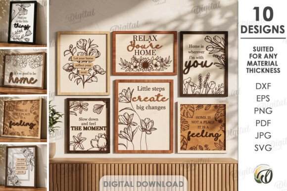 Download Wooden Home Decor Bundle Laser Cut - Laser cut Collection