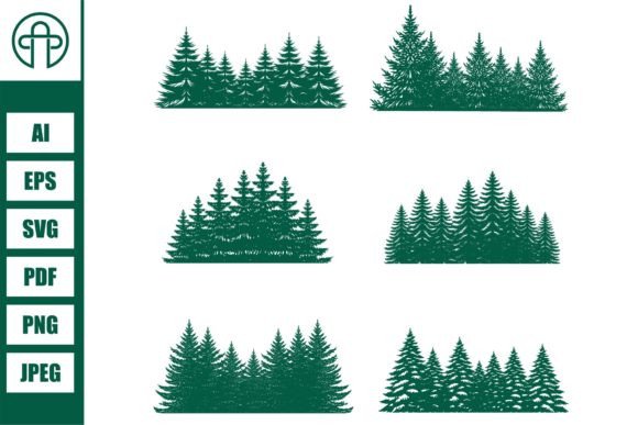 Download Pine Tree Silhouette Element Set - Premium Resources