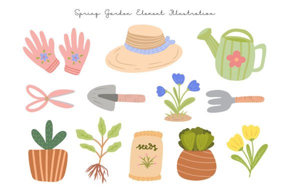 Download Cute Spring Gardening Element Set - Element set Collection