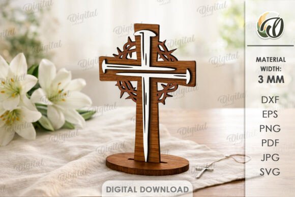 Download 3D Christian Standing Сross Laser Cut - Laser cut Collection