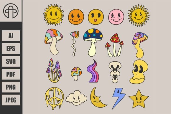 Download Hand Drawn Psychedelic Element Set - Element set Collection