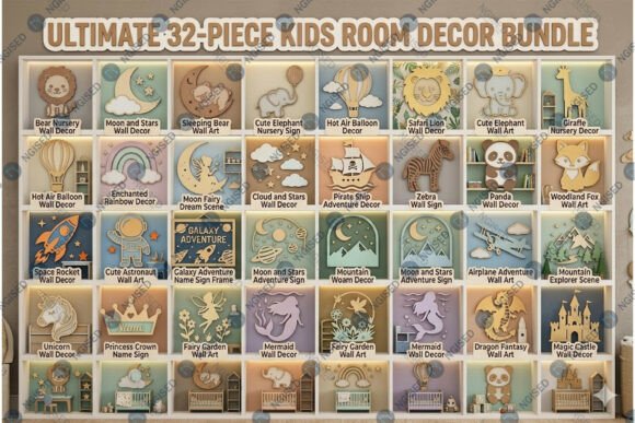 Download Laser Cut Kids Room Decor Mega Bundle - Laser cut Collection