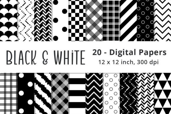 Download Black and White Pattern Paper Background - Round Collection