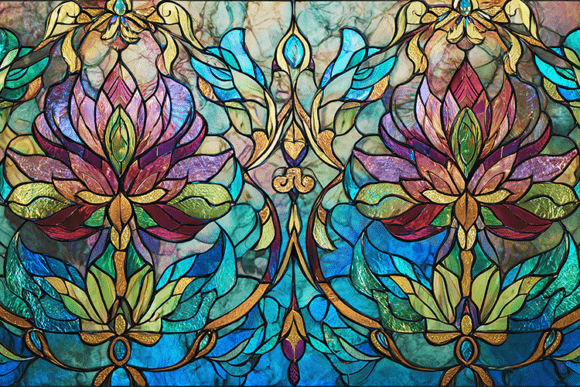 Download Lotus Stained Glass Ornamental Art - Ornament Collection
