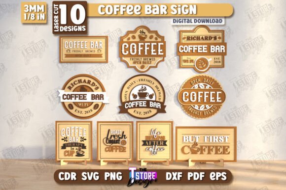Download Coffee Bar Signs Laser Cut Bundle | CNC - Laser cut Collection